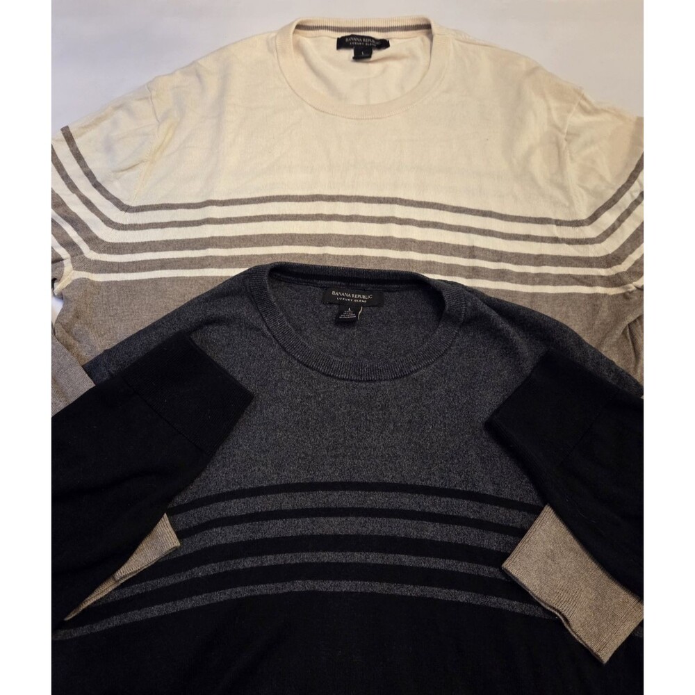 Banana Republic Luxury Blend Silk Cashmere Sweater Bundle (2) Large Striped Read